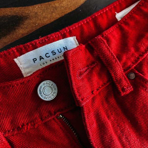 PACSUN MOM SHORT SHORTS RED SZ 23 - Picture 2 of 4